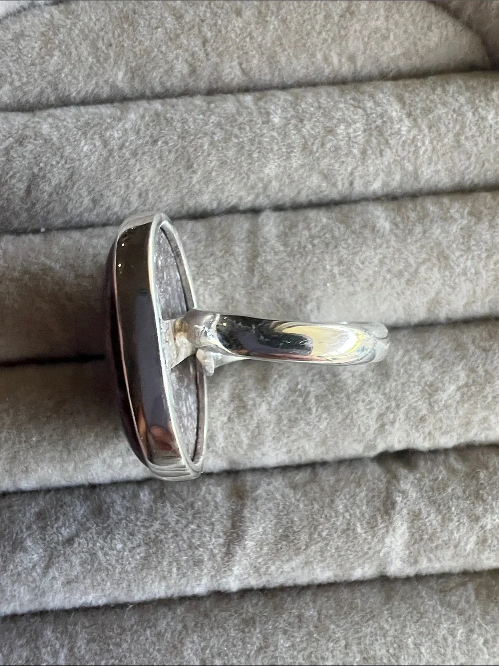 Oval Dinosaur Bone Stone Silver Ring - Women Jewelry